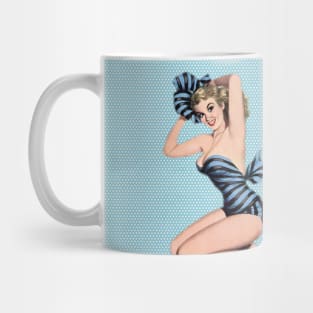 Vintage Pinup Girl Striped Bathing Suit Retro Pin Up Girl Mug